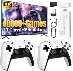 YunLone Nawchedo Console de Jeux Rétro 4K HDMI – 40 000+ Jeux, 23 Émulateurs, 64 Go, Plug & Play, 2 Manettes Sans Fil 2,4 GHz
