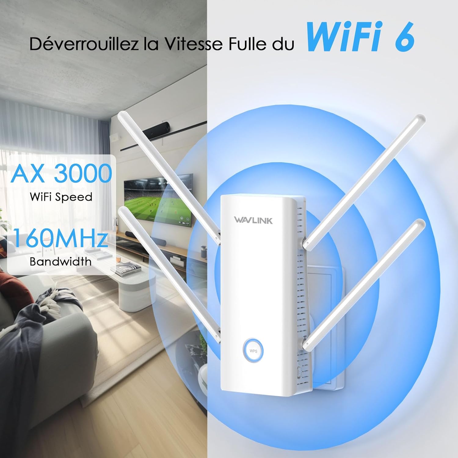 WAVLINK AX3000 WiFi 6 Répéteur Double Bande 3000 Mbps – Amplificateur WiFi avec Port Gigabit, 4 Antennes 5 dBi, Modes Répéteur/AP/Routeur/Mesh – Image 2