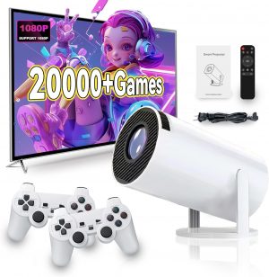 Mini Projecteur Portable X30 avec 2 Manettes – Console 20 000+ Jeux, Projection 130 Pouces, Support 4K, WiFi, Bluetooth, Cinéma Maison & Gaming Extérieur